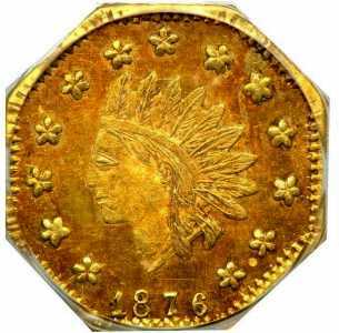  1 доллар 1876 года, Голова индейца (восьмиугольная), фото 1 