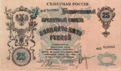  25 рублей 1918-1919. Северная Россия., фото 1 