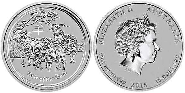  10 долларов Елизавета II. Лунар. Год Козы. 2015, фото 1 