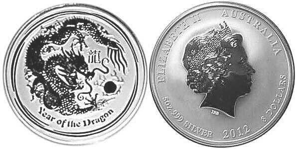  8 долларов Елизавета II. Лунар. Год Дракона. 2012, фото 1 