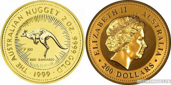  100 долларов 1999 года “Кенгуру”(золото, Австралия), фото 1 