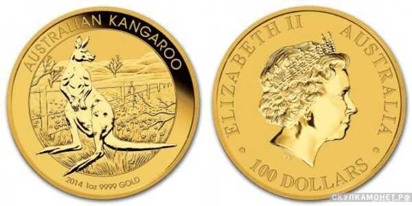 100 долларов 2014 года “Кенгуру”(золото, Австралия), фото 1 