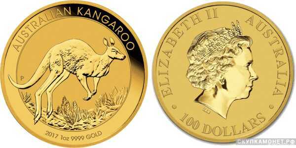  100 долларов 2017 года “Кенгуру”(золото, Австралия), фото 1 