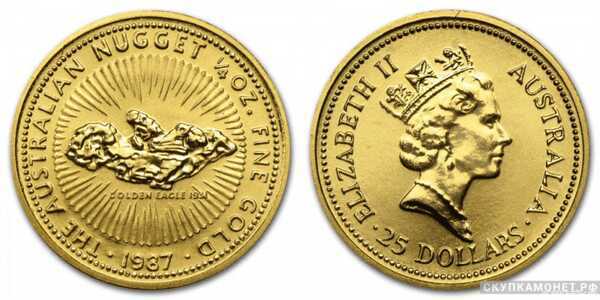  25 долларов 1987 года “Наггет”(золото, Австралия), фото 1 
