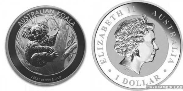  1 доллар 2013 года “Коала”(серебро, Австралия), фото 1 