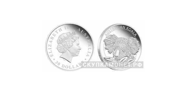  30 долларов 2014 года “Австралийская Коала”(серебро, Австралия), фото 1 