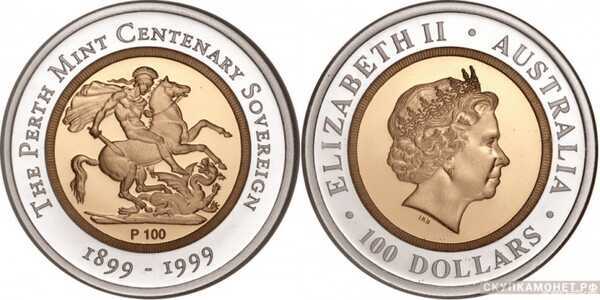  100 долларов 1999 года “Юбилейный Соверен”(золото, Австралия), фото 1 