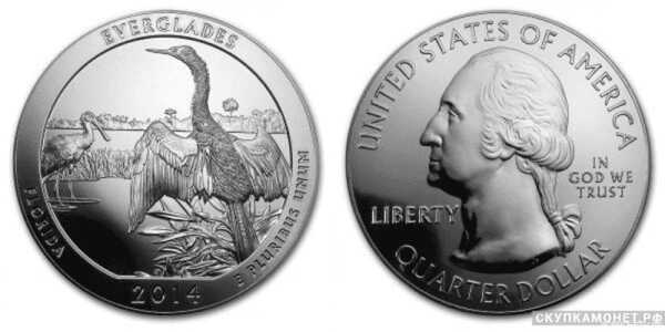  25 центов 2014 года «Прекрасная Америка»(серебро, США), фото 1 