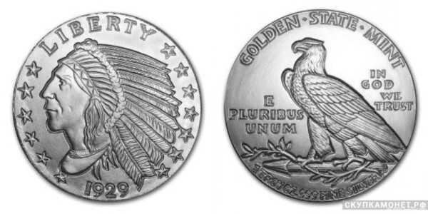  1 монета 1929 года «Американский Индеец»(серебро, США), фото 1 