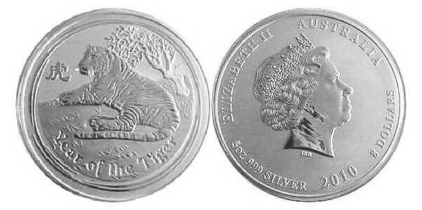  8 долларов Елизавета II. Лунар. Год Тигра. 2010, фото 1 