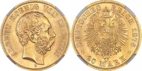  20 марок Альберт. Королевство Саксония. 1874-1878, фото 1 