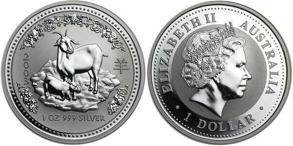  1 доллар Елизавета II. Лунар. Год козы 2003 год, фото 1 